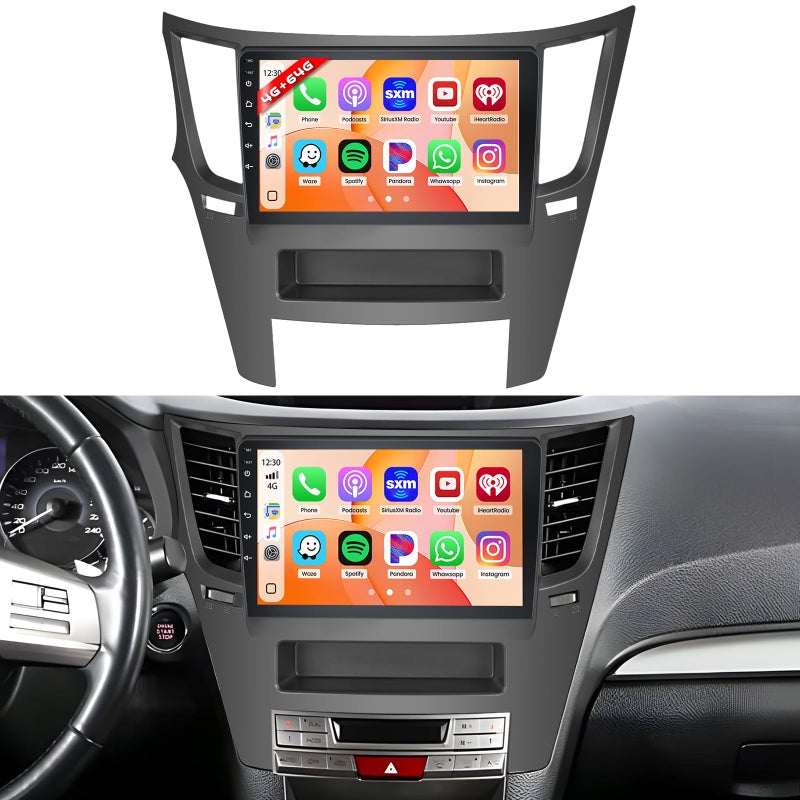 Hikity 8 Core 4+64GB Android Car Stereo for Subaru Legacy Outback 2010-2014 Radio, 9 Inch IPS Touchscreen Car Radio with Wireless Carplay Android Auto 59UI GPS WiFi 32EQ DSP Backup Camrea - Image 1
