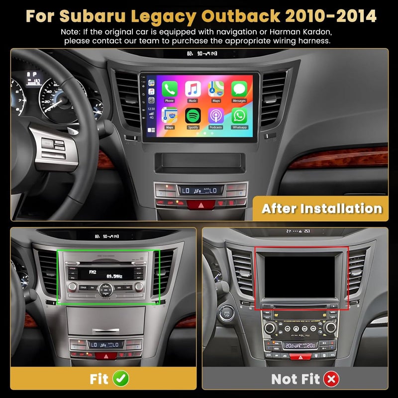Hikity 8 Core 4+64GB Android Car Stereo for Subaru Legacy Outback 2010-2014 Radio, 9 Inch IPS Touchscreen Car Radio with Wireless Carplay Android Auto 59UI GPS WiFi 32EQ DSP Backup Camrea - Image 2
