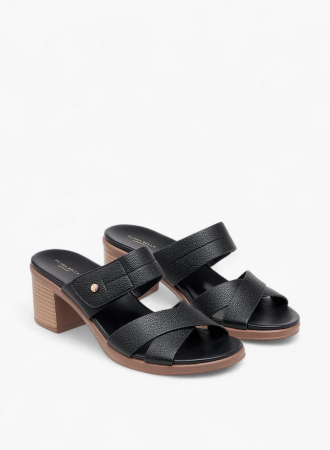 Flora Bella By Shoexpress Women Slip-On Cross Strap Sandals with Block Heels