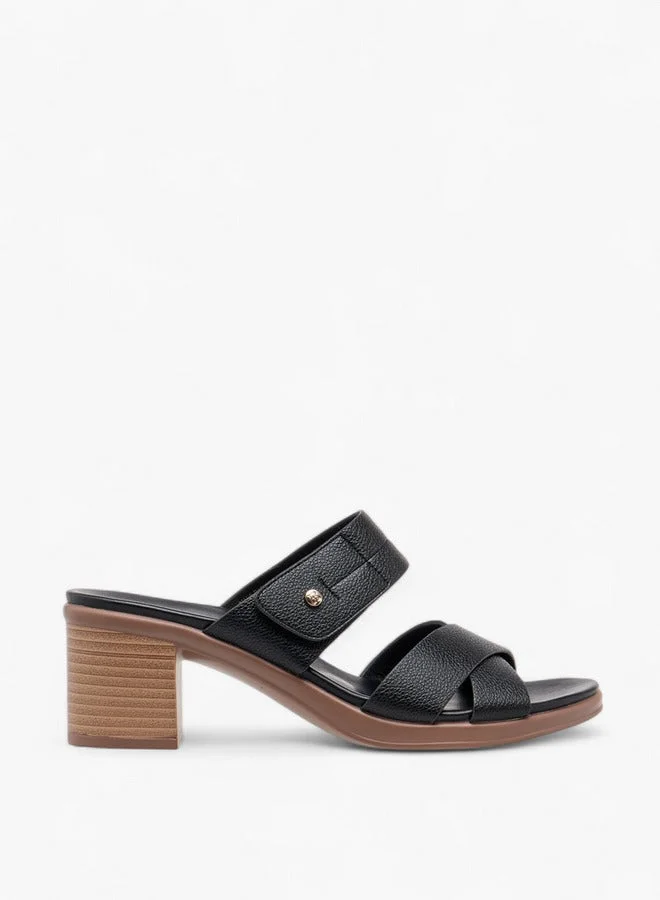 Flora Bella By Shoexpress Women Slip-On Cross Strap Sandals with Block Heels