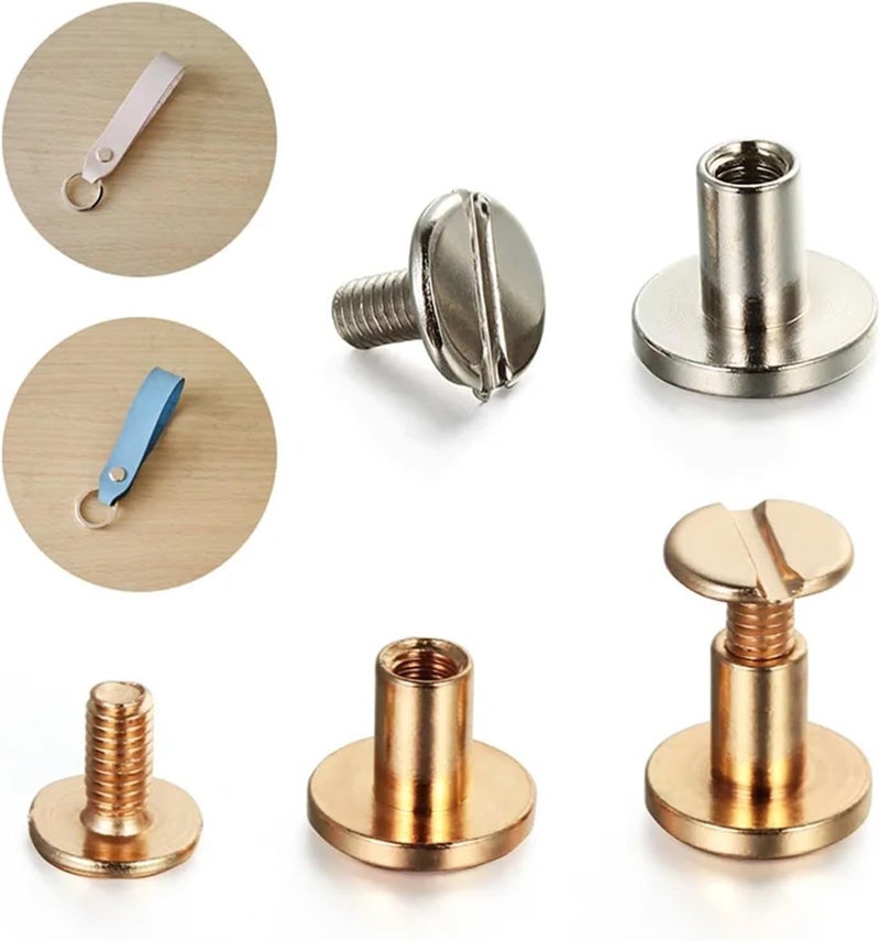 80 Sets Leather Rivets Metal Flat Head Rivets Double Elbow Belt Rivets Luggage Leather Rivet Screws Crafts Leathers Hardware Supplies(Bronze,6.5mm) - Image 5