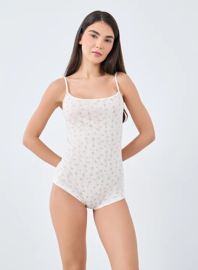 Styli Styli Floral Printed Pointelle Teddy