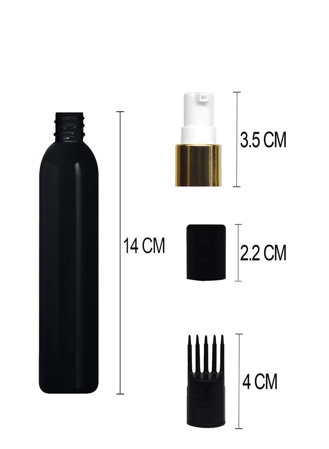 عبوة ماديا سوداء أسطوانية الشكل قابلة لإعادة التعبئة، مزودة بغطاء قلاب أبيض، ومضخة توزيع، ومشط أسود لتطبيق المنتج على الجذور، مناسبة للسوائل، والشامبو، وصابون الجسم، والتونر. - Image 2
