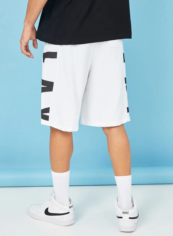 Styli Slogan Side Print Oversized Shorts