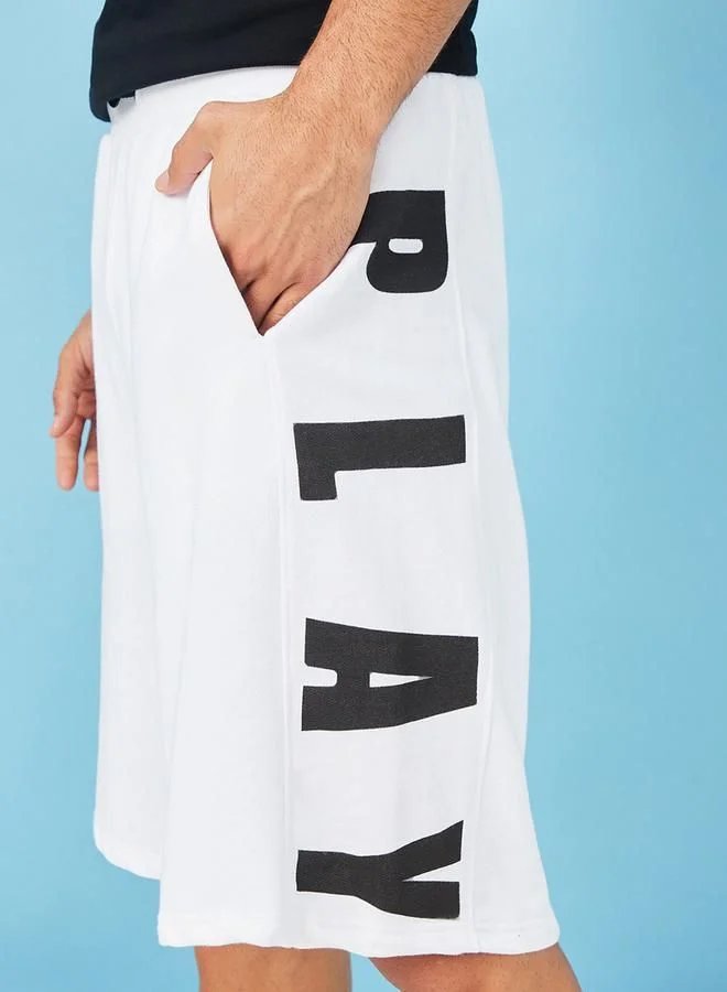 Styli Slogan Side Print Oversized Shorts
