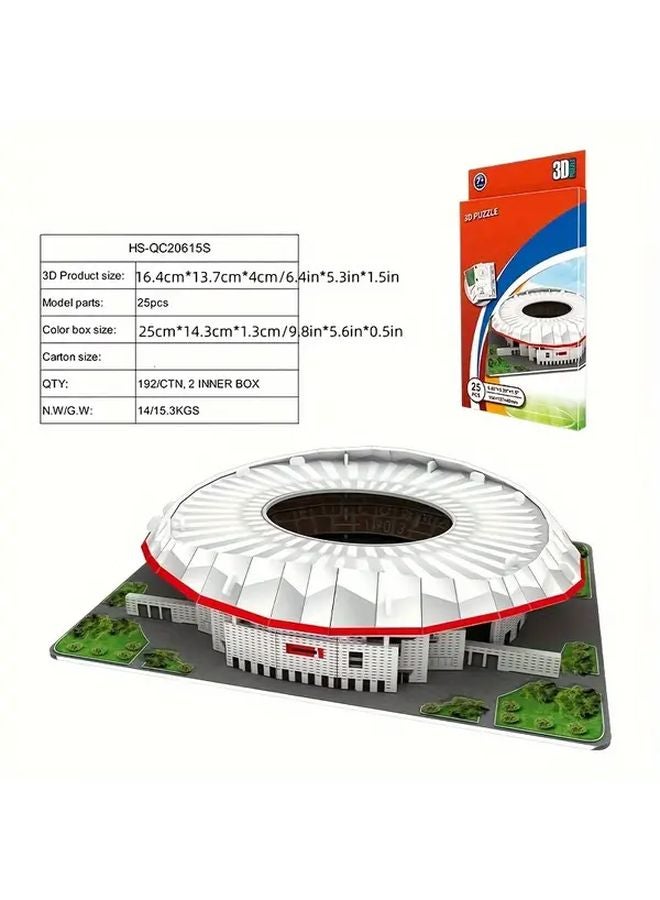 مجموعة ألغاز ورقية ثلاثية الأبعاد للتركيب - نموذج ملعب كرة القدم 206015S - لعبة تعليمية للأطفال وعشاق الرياضة - Image 1