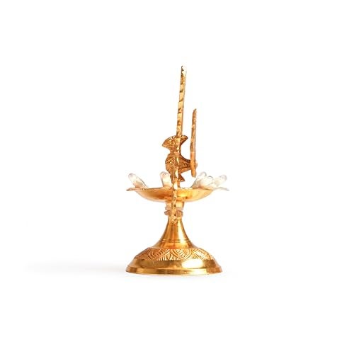 Bhimonee Decor Pure Brass Electric Diya with Golden Polish | 1-Layered Table Light Deepak for Pooja, Mandir & Festival Decoration | 4.5 Inches | Pack of 1 Pair - Image 4