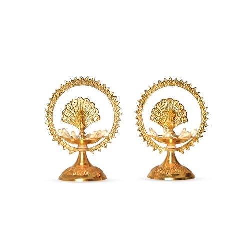 Bhimonee Decor Pure Brass Electric Diya with Golden Polish | 1-Layered Table Light Deepak for Pooja, Mandir & Festival Decoration | 4.5 Inches | Pack of 1 Pair - Image 5