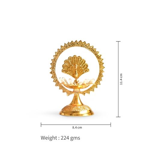 Bhimonee Decor Pure Brass Electric Diya with Golden Polish | 1-Layered Table Light Deepak for Pooja, Mandir & Festival Decoration | 4.5 Inches | Pack of 1 Pair - Image 3