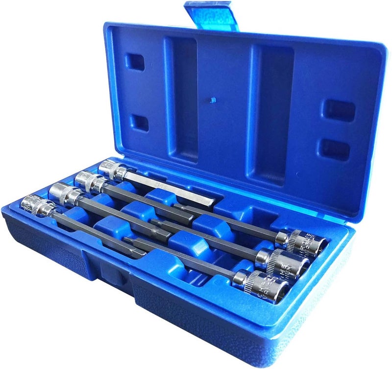 mainpoint Extra Long Metric Hex Bit Socket Set, 7 Piece 3-10mm 3/8 Drive, CR-V Steel (Hex) - Image 1