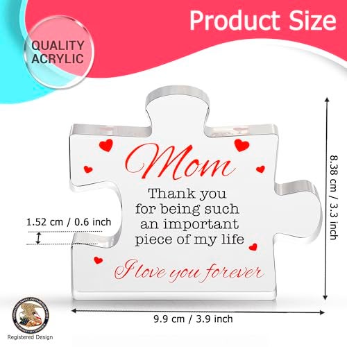 VELENTI Engraved Acrylic Block Puzzle - Mom Present, 4.1 x 3.5 inch - Cool Mom Gift from Daughter, Son, Dad - Heartwarming Birthday - Image 3