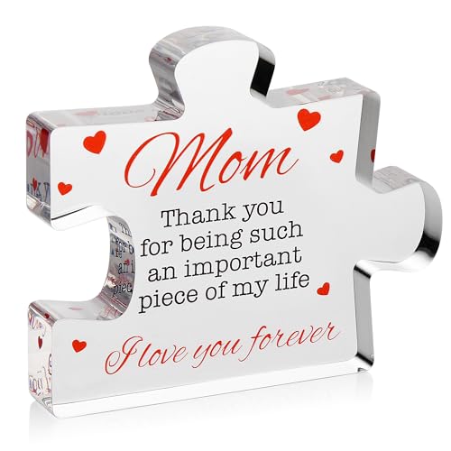 VELENTI Engraved Acrylic Block Puzzle - Mom Present, 4.1 x 3.5 inch - Cool Mom Gift from Daughter, Son, Dad - Heartwarming Birthday - Image 1