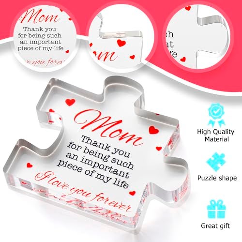 VELENTI Engraved Acrylic Block Puzzle - Mom Present, 4.1 x 3.5 inch - Cool Mom Gift from Daughter, Son, Dad - Heartwarming Birthday - Image 2