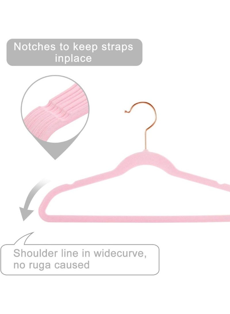 Red Dot Gift® 10-Pack Pink Kids Velvet Hangers 14" Wide with Copper Rose Gold Hooks - Nursery Clothes Hangers Non Slip Toddler Hangers. - Image 3