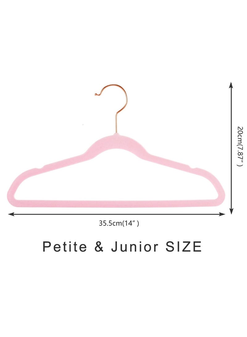 Red Dot Gift® 10-Pack Pink Kids Velvet Hangers 14" Wide with Copper Rose Gold Hooks - Nursery Clothes Hangers Non Slip Toddler Hangers. - Image 2