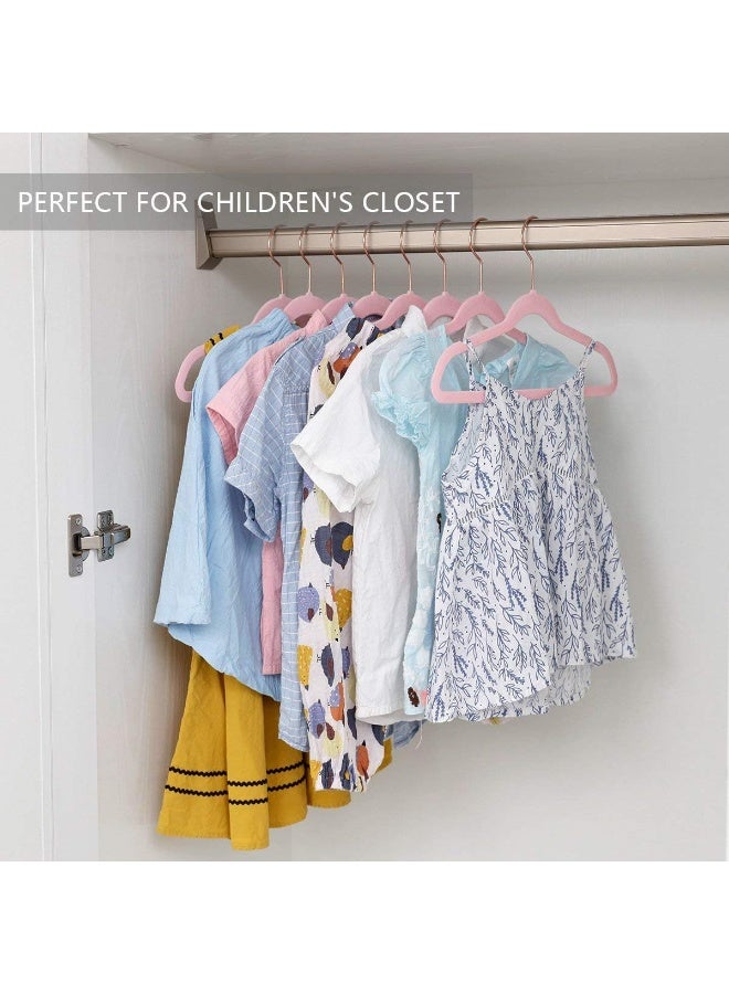 Red Dot Gift® 10-Pack Pink Kids Velvet Hangers 14" Wide with Copper Rose Gold Hooks - Nursery Clothes Hangers Non Slip Toddler Hangers. - Image 4