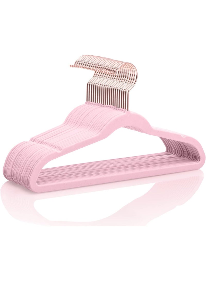 Red Dot Gift® 10-Pack Pink Kids Velvet Hangers 14" Wide with Copper Rose Gold Hooks - Nursery Clothes Hangers Non Slip Toddler Hangers. - Image 1