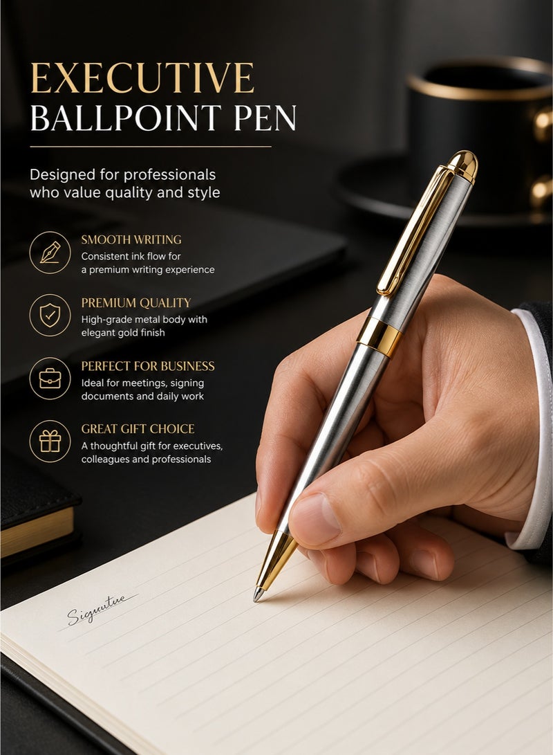 Joybos Elegant Luxury Ballpoint Pen For Men Executive Business Writing Pen Smooth Writing Signature Pen Premium Office School Gift Pen Portable Durable Black Ink - Image 2