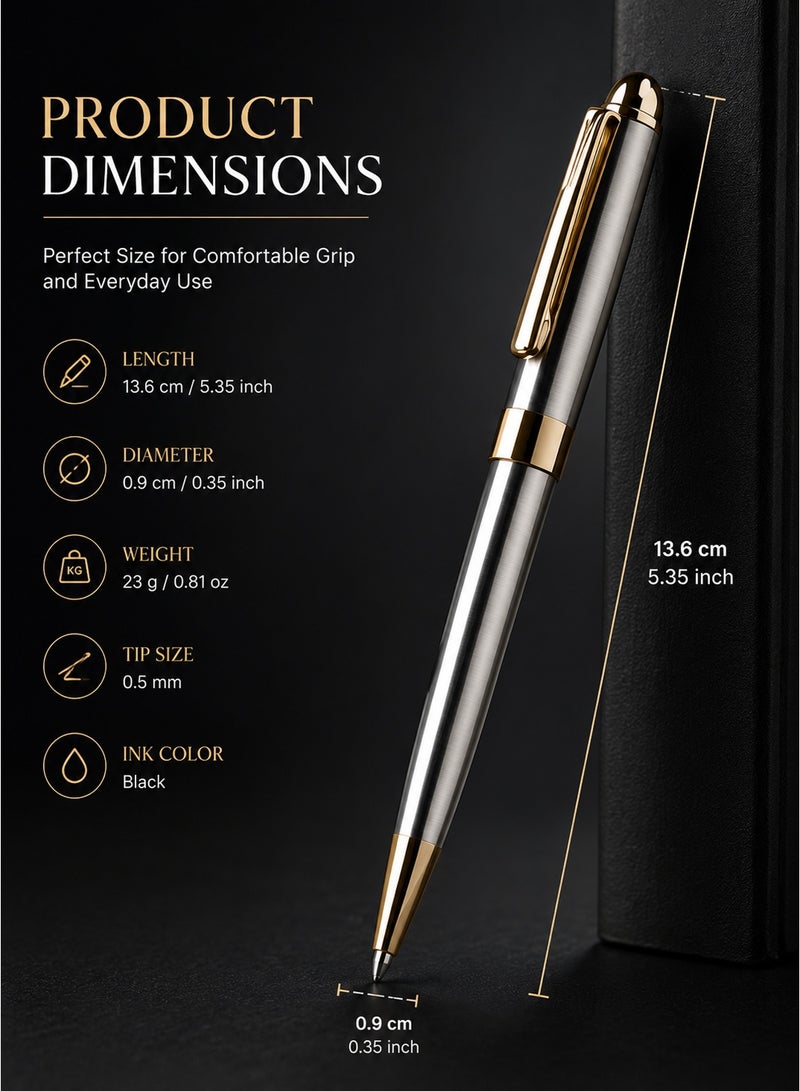 Joybos Elegant Luxury Ballpoint Pen For Men Executive Business Writing Pen Smooth Writing Signature Pen Premium Office School Gift Pen Portable Durable Black Ink - Image 3