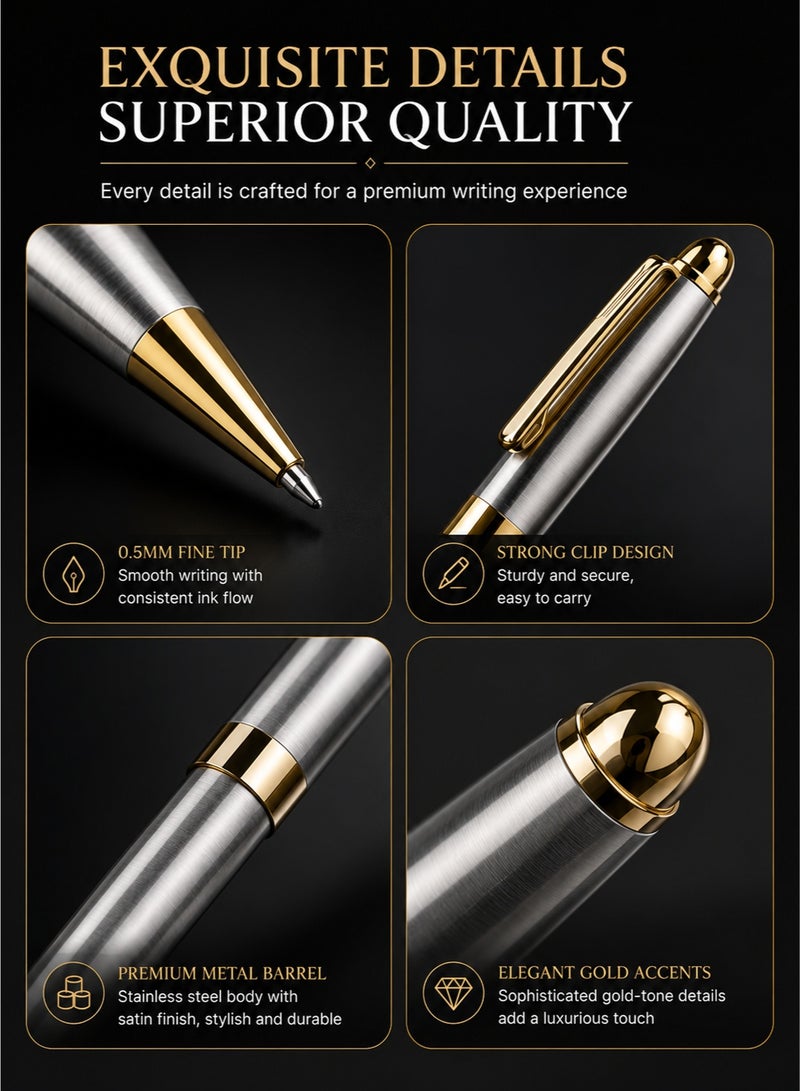 Joybos Elegant Luxury Ballpoint Pen For Men Executive Business Writing Pen Smooth Writing Signature Pen Premium Office School Gift Pen Portable Durable Black Ink - Image 4