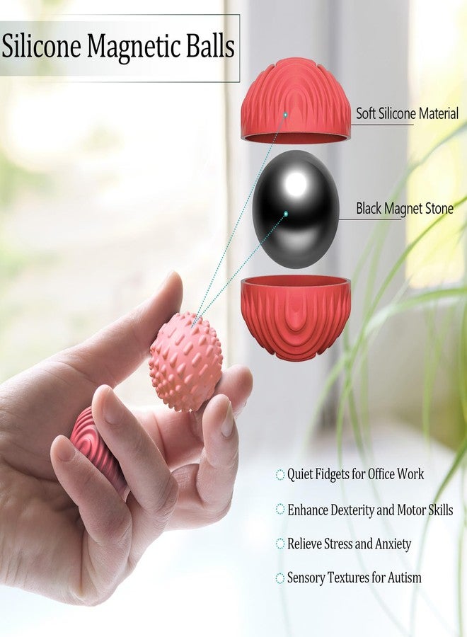 luckdoor Silicone Magnetic Balls Fidget Toys for Adults & Teens,4PCS Stress Relief Sensory Toys for Autism ADHD Anxiety,Fun Textures Gadgets,Office Desk Toy,Stocking Stuffers for Men Women Teen Gifts - Image 2