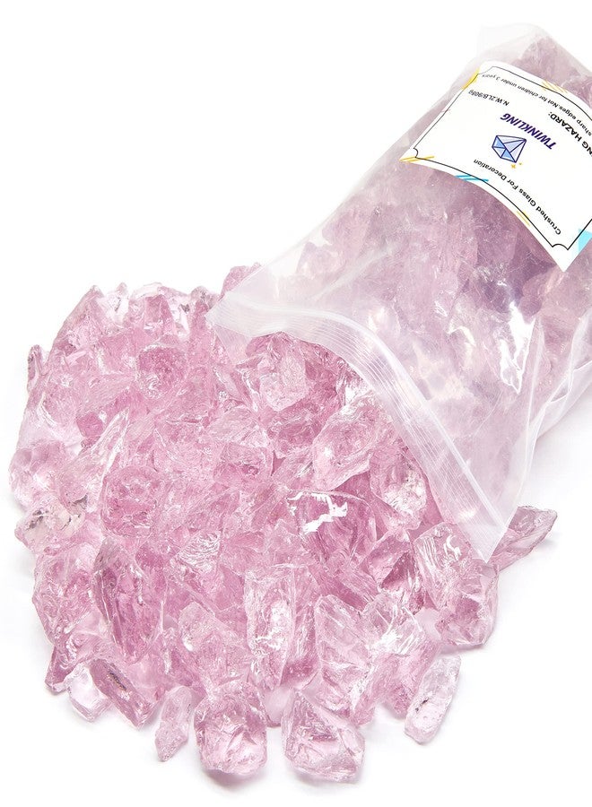 TWINKLING High Luster Fire Glass Gravel Stone,Broken Glass,Fire Pit Glass,Crushed Glass for Fireplace Pit Aquarium Garden Decoration,1-3cm,2-Pound Jar (Pink) - Image 4