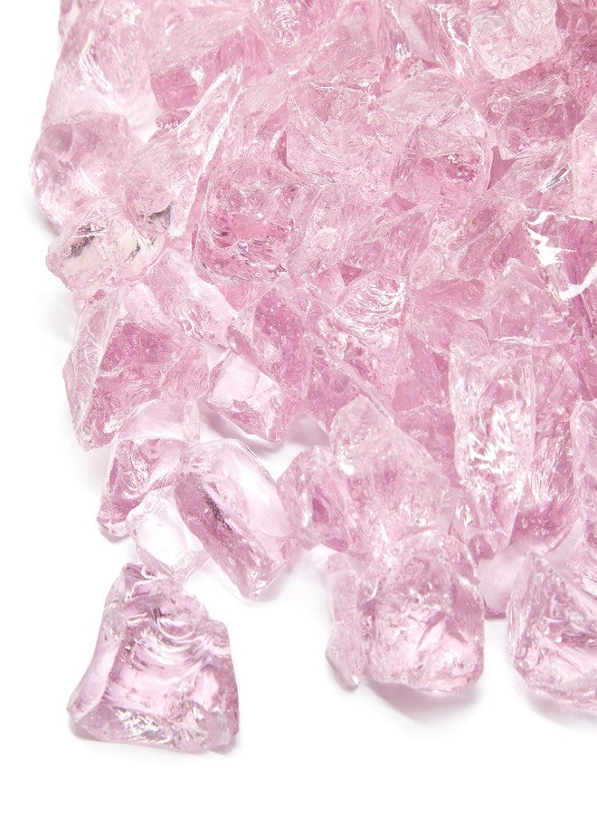 TWINKLING High Luster Fire Glass Gravel Stone,Broken Glass,Fire Pit Glass,Crushed Glass for Fireplace Pit Aquarium Garden Decoration,1-3cm,2-Pound Jar (Pink) - Image 2