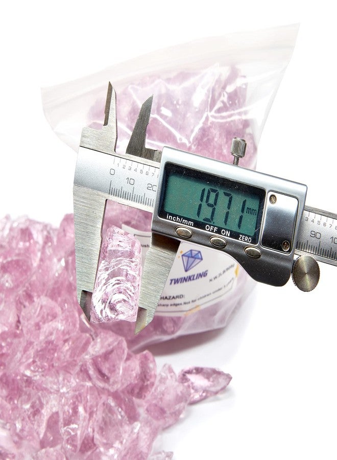 TWINKLING High Luster Fire Glass Gravel Stone,Broken Glass,Fire Pit Glass,Crushed Glass for Fireplace Pit Aquarium Garden Decoration,1-3cm,2-Pound Jar (Pink) - Image 3