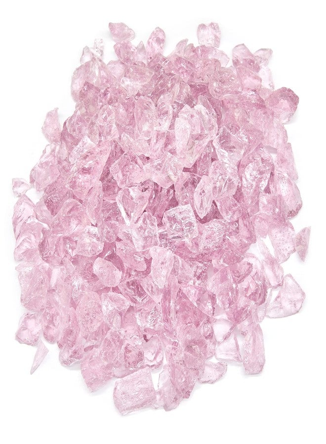 TWINKLING High Luster Fire Glass Gravel Stone,Broken Glass,Fire Pit Glass,Crushed Glass for Fireplace Pit Aquarium Garden Decoration,1-3cm,2-Pound Jar (Pink) - Image 1