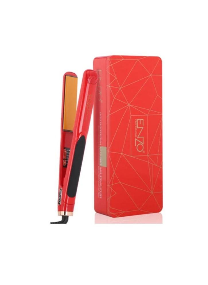 ENZO - Hair Care Tool Hair Straightener Fast Heating 2 in 1 Electric Hair Straightener EN-5181 Red - Image 1