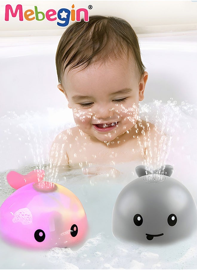 MEBEGIN Whale Induction Spray Water Toy with LED Light Up, Baby Bath Toys, Rechargeable Bathtub Fountain Spray Water Toy, Automatic Whale Sprinkler Bathtub Toys, Creative Baby Bath Companion Toy  - Image 1