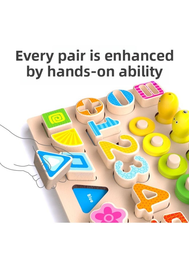 Children's Educational Toys Five-in-one Logarithmic Board Digital Computing Fishing Shape Matching Toys Puzzle-Color:Snowflake Logarithmic Board - Image 4