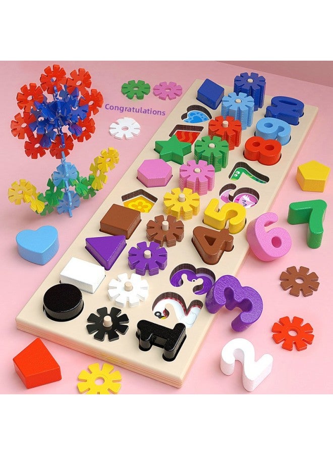 Children's Educational Toys Five-in-one Logarithmic Board Digital Computing Fishing Shape Matching Toys Puzzle-Color:Snowflake Logarithmic Board - Image 1