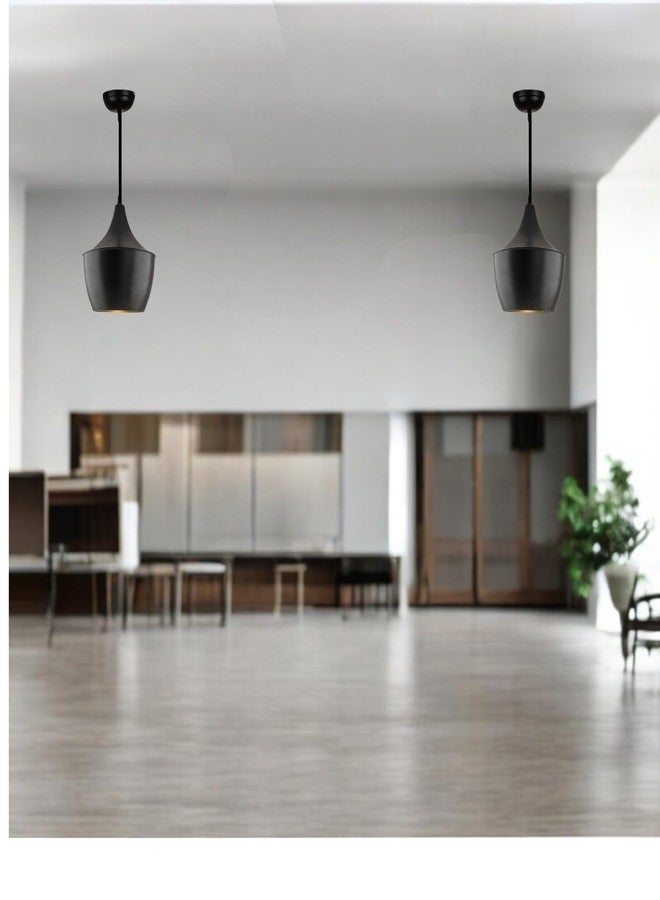 Keyplus Modern Black Aluminium Pendant Light for Ceiling, Adjustable Hanging Lamp with E27 Holder, Decorative Indoor Light for Living Room, Kitchen, Dining,(Big) Pack of 2 - Image 4