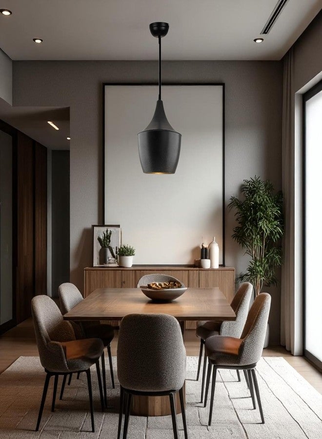 Keyplus Modern Black Aluminium Pendant Light for Ceiling, Adjustable Hanging Lamp with E27 Holder, Decorative Indoor Light for Living Room, Kitchen, Dining,(Big) Pack of 2 - Image 2