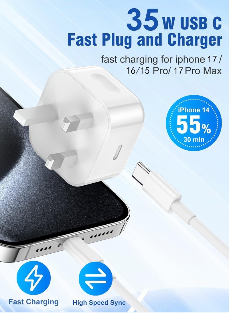 Golau IPhone 35W Fast Charger | USB C Wall Fast Charger with 1M Type C to C Charging Cord Compatible with IPhone 17/16/15/Pro Max/Pro/Plus and all Type C Mobile - Image 3