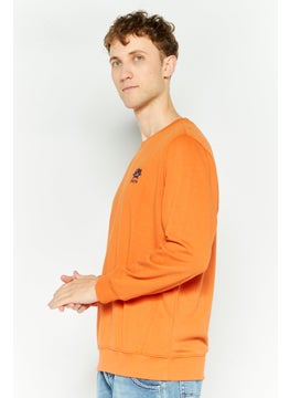 U.S. Polo Assn. Men Crew Neck Embroidered Logo Long Sleeves Sweatshirt, Orange  - Image 3