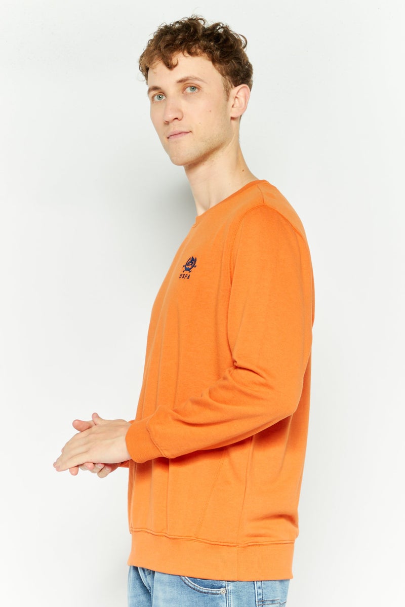 U.S. Polo Assn. Men Crew Neck Embroidered Logo Long Sleeves Sweatshirt, Orange - Image 3