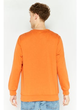 U.S. Polo Assn. Men Crew Neck Embroidered Logo Long Sleeves Sweatshirt, Orange  - Image 4
