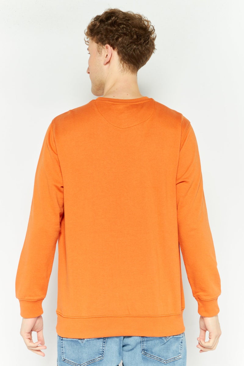 U.S. Polo Assn. Men Crew Neck Embroidered Logo Long Sleeves Sweatshirt, Orange - Image 4