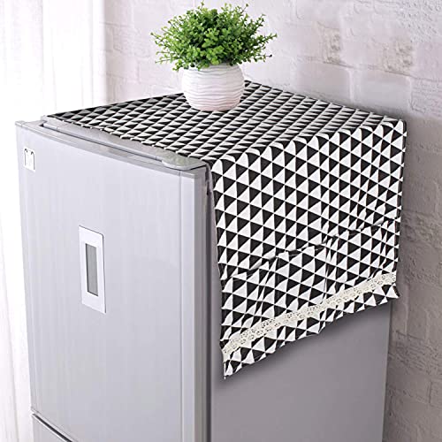 Topinon Refrigerator Sea Cotton Cloth Anti-dust Cover Fridge Towel dust Cover Freezer Refrigerator Desktop Sundries Washing Machine Organize Storage Bags ( 130 x 55 cm) (Black) - Image 2