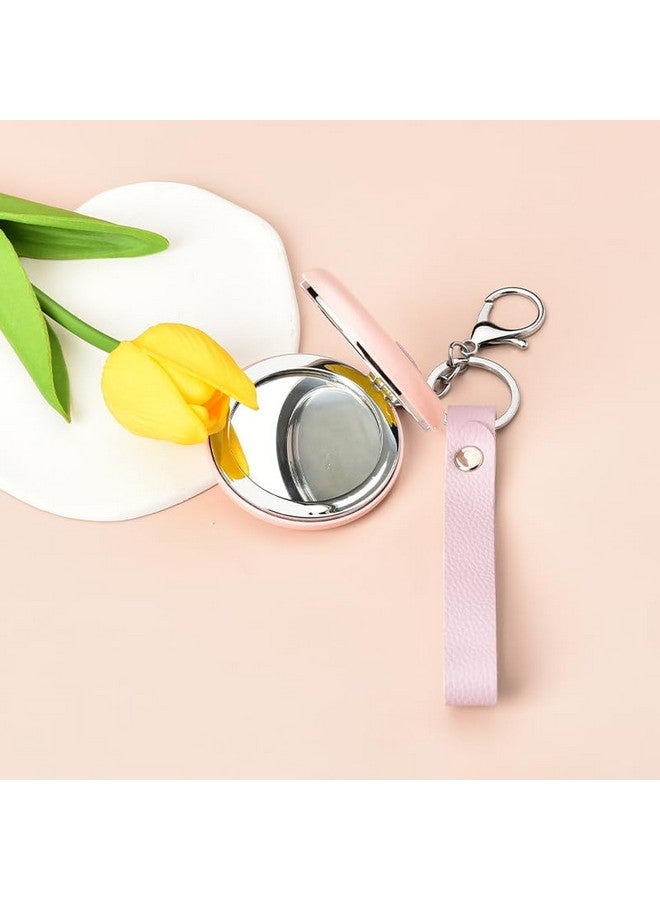 YangQian Small Magnifying Mirror Keychain For Purse Makeup Vanity Mirror Handheld Magnifying Mirror 2X Mini Pocket Compact Mirror For Women Girls Portable Folding Travel Makeup Mirror Foldable Make Up Mirror - Image 2