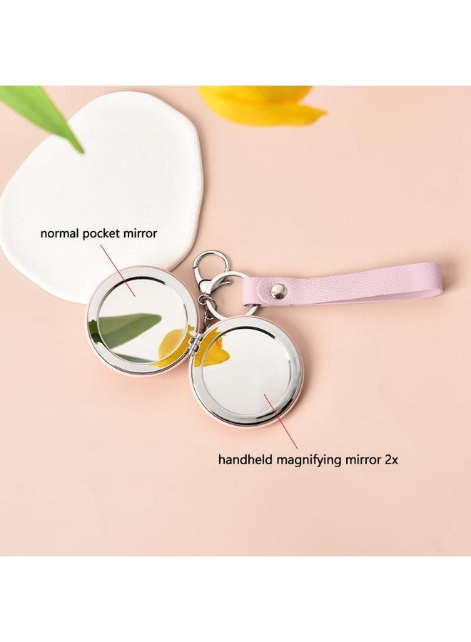 YangQian Small Magnifying Mirror Keychain For Purse Makeup Vanity Mirror Handheld Magnifying Mirror 2X Mini Pocket Compact Mirror For Women Girls Portable Folding Travel Makeup Mirror Foldable Make Up Mirror - Image 3