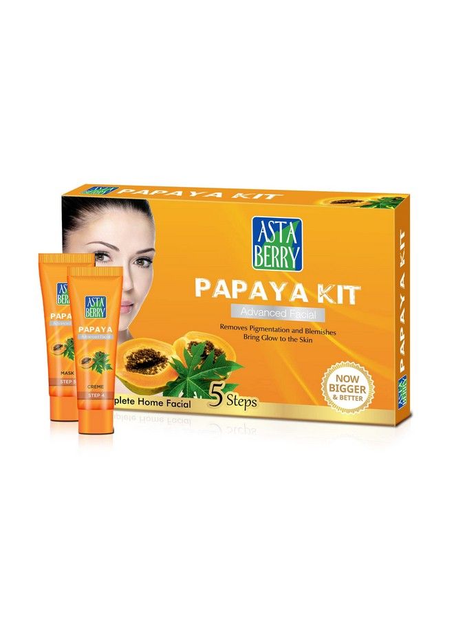 Astaberry Papaya Mini Facial Kit 5 Step For Skin Brightening; Ultimate Glow; Reduce Pigmentation And Blemishes; Improve Skin Moisturization & Elasticity;100 Gm - Image 2