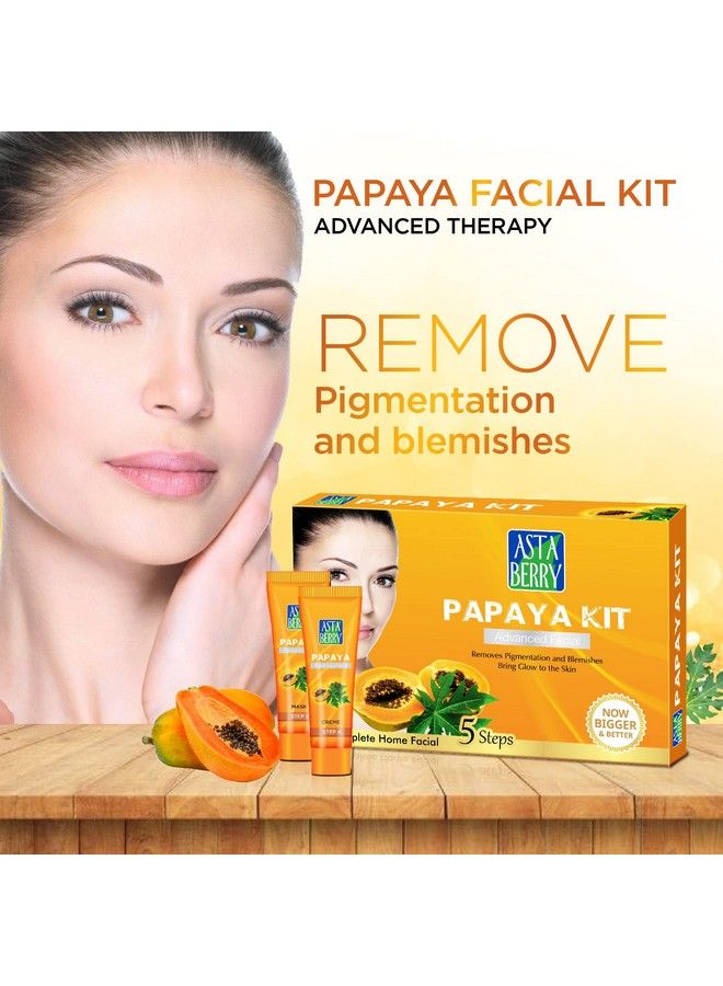 Astaberry Papaya Mini Facial Kit 5 Step For Skin Brightening; Ultimate Glow; Reduce Pigmentation And Blemishes; Improve Skin Moisturization & Elasticity;100 Gm - Image 3
