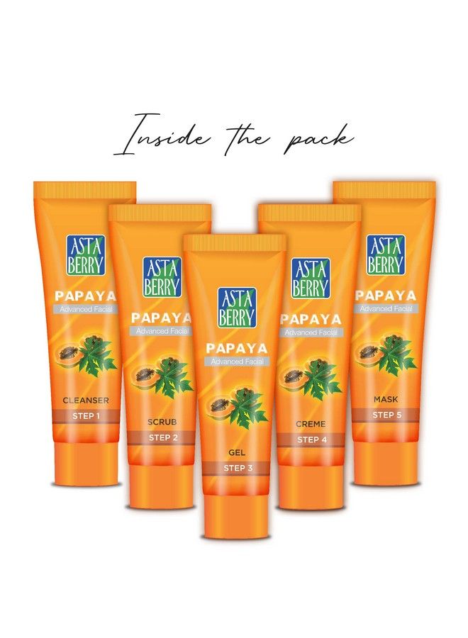 Astaberry Papaya Mini Facial Kit 5 Step For Skin Brightening; Ultimate Glow; Reduce Pigmentation And Blemishes; Improve Skin Moisturization & Elasticity;100 Gm - Image 4