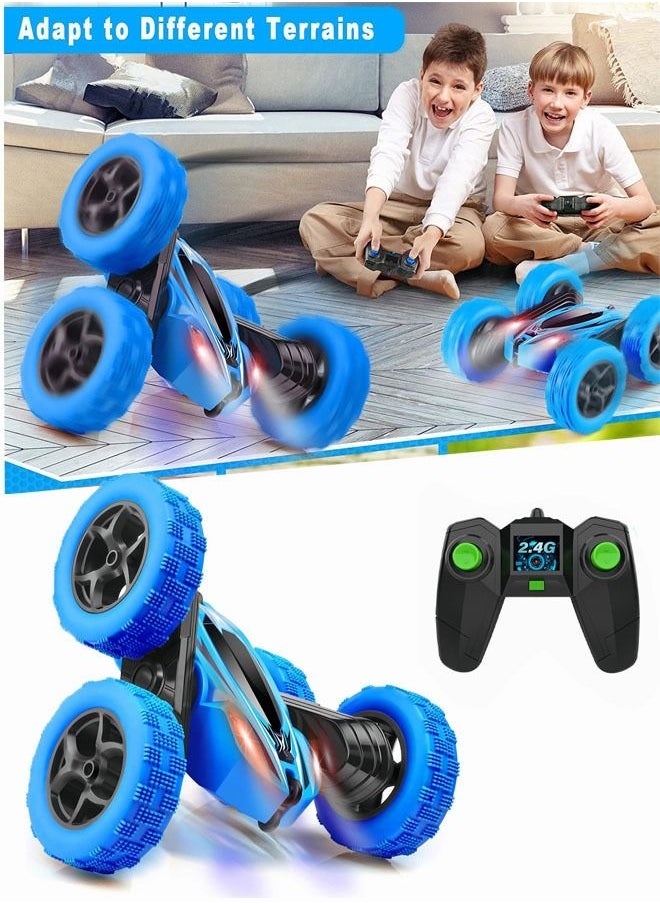 MEBEGIN RC Car Remote Control Stunt Car Double Sided Rotating Tumbling Remote Control Car Children's Toy Boy,Blue  - Image 3
