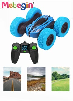 MEBEGIN RC Car Remote Control Stunt Car Double Sided Rotating Tumbling Remote Control Car Children's Toy Boy,Blue  - Image 2