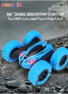 MEBEGIN RC Car Remote Control Stunt Car Double Sided Rotating Tumbling Remote Control Car Children's Toy Boy,Blue  - Image 4