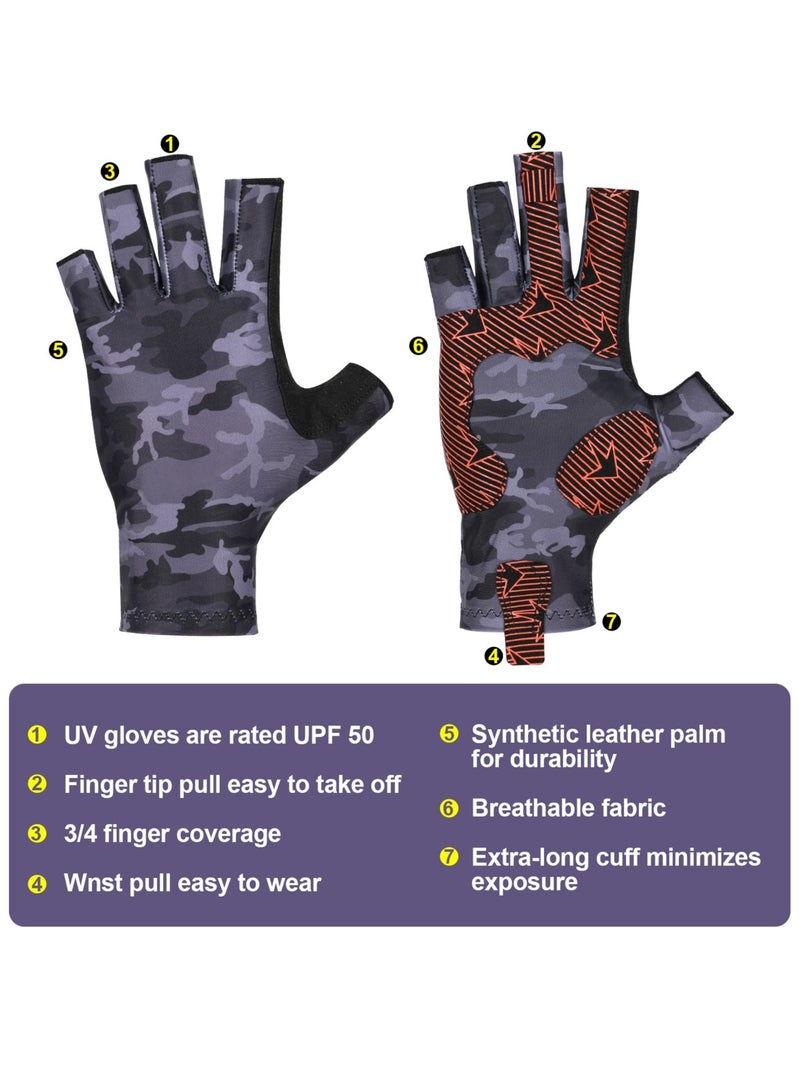 SOLARAE Camouflage Fishing Gloves, Fishing Gloves with Silicone, Pro Anti-Slip Sun Protection, Breathable Lightweight Fishing Archery Accessories Hunting Outdoors - Image 2